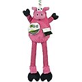 goDog Checkers Skinny Pig Squeaker Dog Toy, Pink, Large