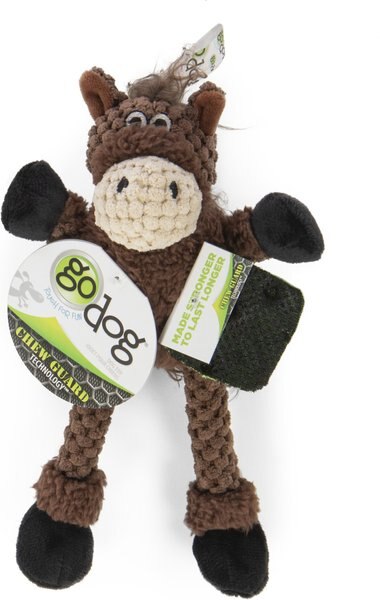 goDog Checkers Skinny Horse Squeaker Dog Toy, Brown, X-Small slide 1 of 5