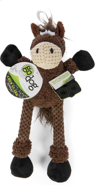 goDog Checkers Skinny Horse Squeaker Dog Toy, Brown, Small slide 1 of 5