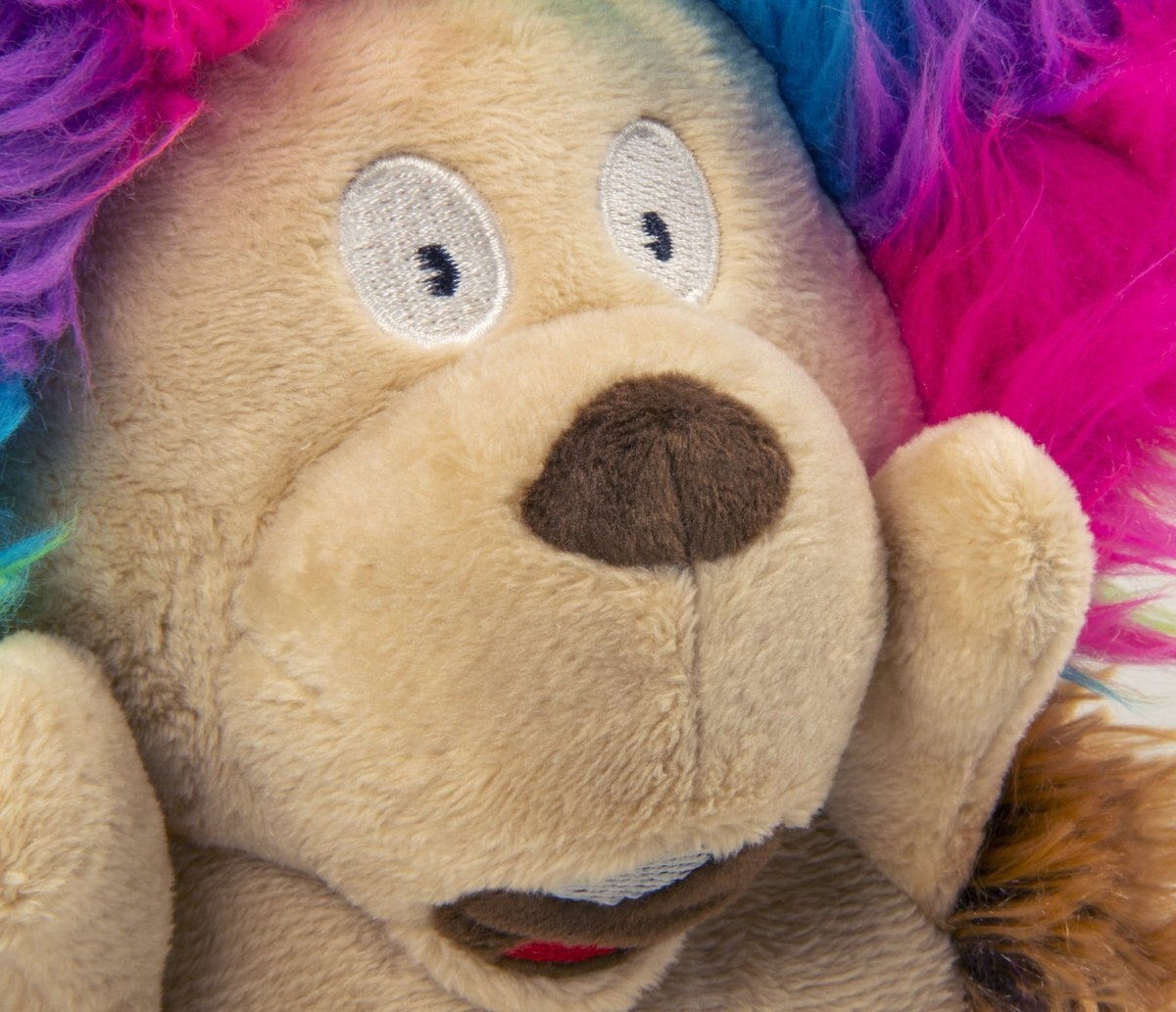 GODOG Silent Squeak Crazy Hairs Hedgehog Dog Toy, Brown, Small