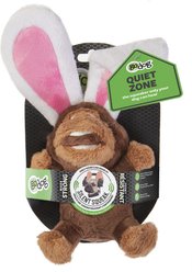 GoDog Silent Squeak Flips Monkey Rabbit Dog Toy, Brown, Small