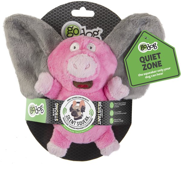 goDog Silent Squeak Flips Pig Elephant Dog Toy, Pink, Small slide 1 of 6