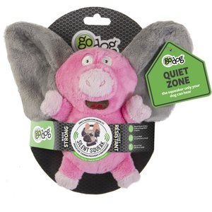 goDog Silent Squeak Crazy Hairs Elephant Dog Toy, Gray, Large