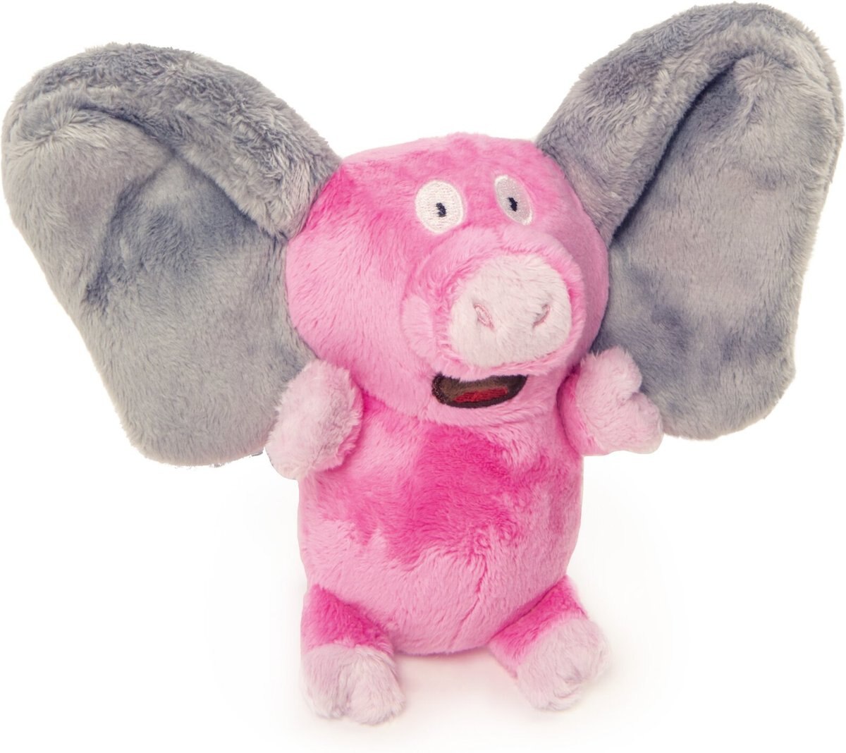 GoDog Silent Squeak Flips Pig Elephant Dog Toy, Pink, Small
