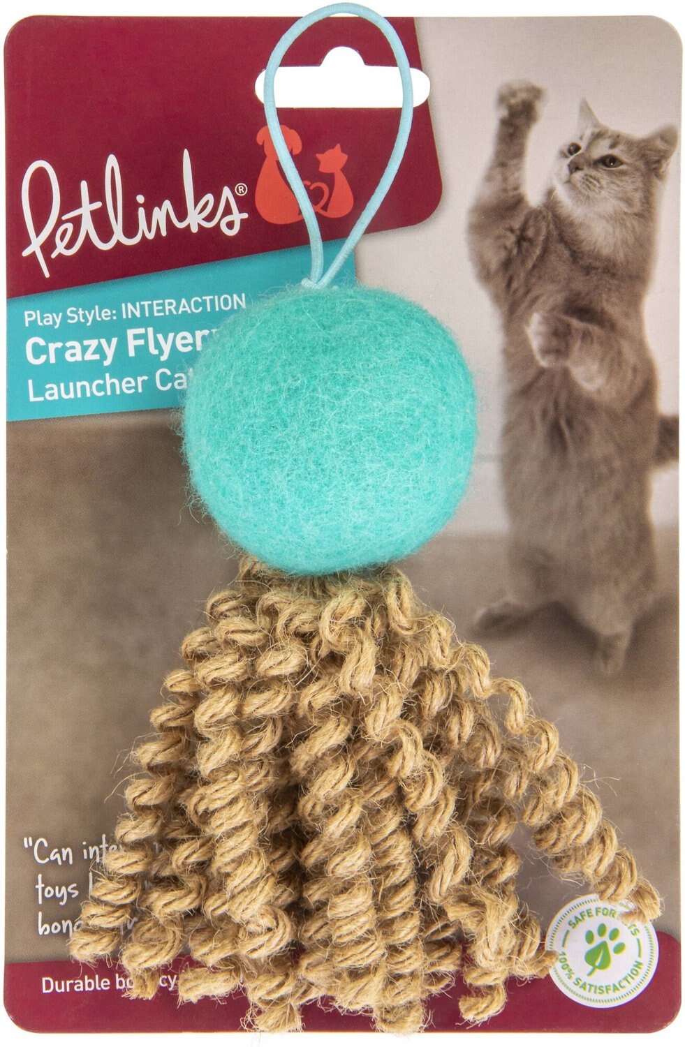 PETLINKS Crazy Flyer Launcher Cat Toy, Teal. Medium