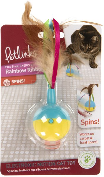 Petlinks Rainbow Ribbon Spinning Electronic Motion Cat Toy, Multicolor, Large slide 1 of 6