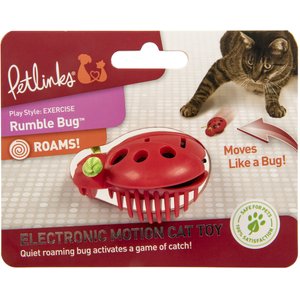 Petlinks Rumble Bug Electronic Motion Cat Toy, Red, Small