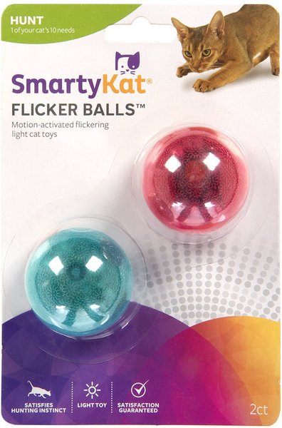 SmartyKat Flicker Balls Electronic Light Ball Cat Toy, Multicolor, Small, 2 count slide 1 of 6