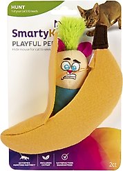 SmartyKat Playful Peeker Mouse & Banana Cat Toy, Yellow, Medium, 2 count