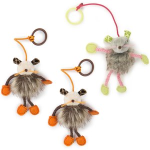 SmartyKat Bouncy Mouse Plush Dangler Catnip Cat Toy, Orange & Gray, Small, 3 count