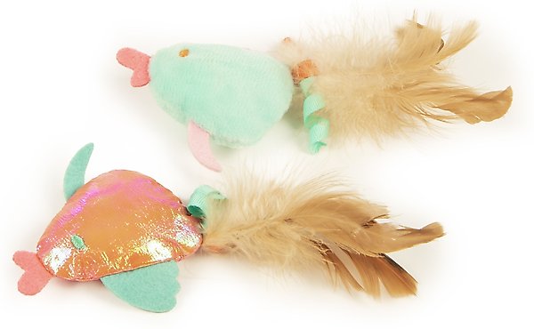SmartyKat Silly Swimmers Plush Catnip Cat Toy, Orange, Small, 2 count slide 1 of 6