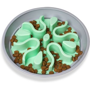 Outward Hound Fun Feeder Slo Bowl, Slow Feeder Dog Bowl, Medium/Mini,  Turquoise