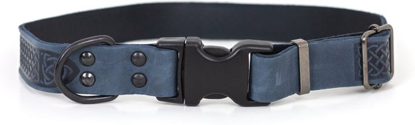 Euro-Dog Celtic Sport Style Luxury Leather Dog Collar, Navy, Small slide 1 of 6