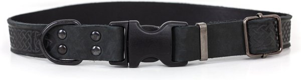 Euro-Dog Celtic Sport Style Luxury Leather Dog Collar, Black, Small slide 1 of 6