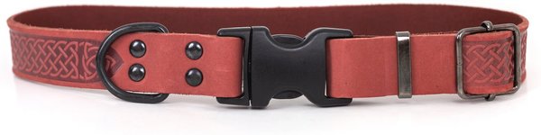 Euro-Dog Celtic Sport Style Luxury Leather Dog Collar, Coral, Small slide 1 of 4