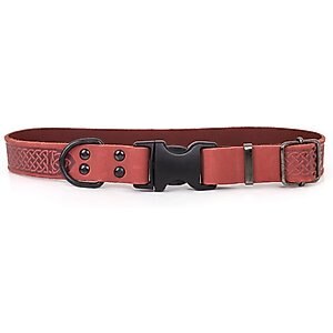 Euro-Dog Celtic Sport Style Luxury Leather Dog Collar, Coral, X-Small