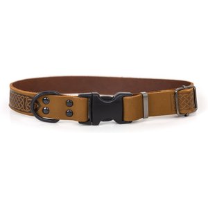 Euro-Dog Celtic Sport Style Luxury Leather Dog Collar, Bark Brown, Small