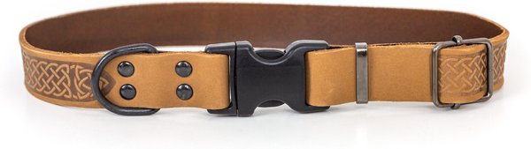 Euro-Dog Celtic Sport Style Luxury Leather Dog Collar, Tan, Small slide 1 of 6