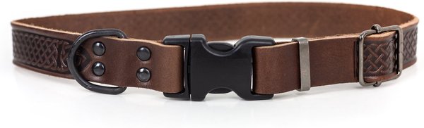 Euro-Dog Celtic Sport Style Luxury Leather Dog Collar, Chocolate, Small slide 1 of 6