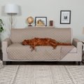 FurHaven Polyester Polka Paw Print Reversible Furniture Protector, Biscuit, Sofa