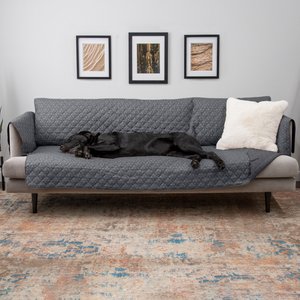 FurHaven Polyester Polka Paw Print Reversible Furniture Protector, Gray, Giant Sofa