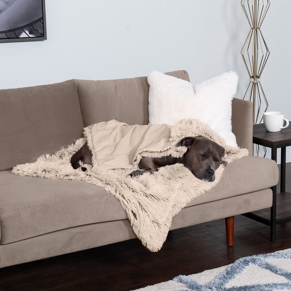 FurHaven Polyester Long Fur & Velvet Dog Blanket, Taupe, Large  slide 1 of 8