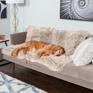 FurHaven Polyester Long Fur & Velvet Dog Blanket, Taupe, X-Large