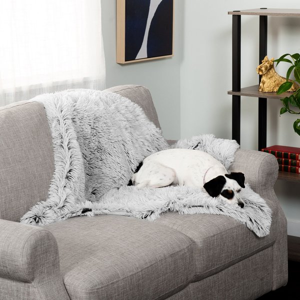 FurHaven Polyester Long Fur & Velvet Dog Blanket, Mist Gray, Medium slide 1 of 9