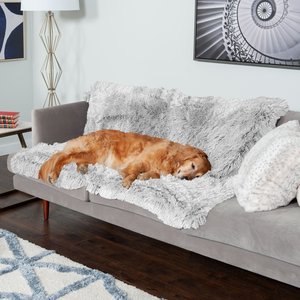 FurHaven Polyester Long Fur & Velvet Dog Blanket, Mist Gray, X-Large