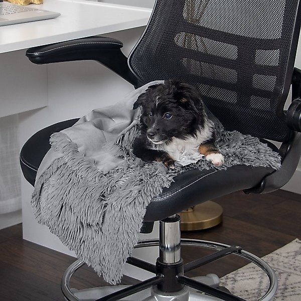 FurHaven Polyester Long Fur & Velvet Dog Blanket, Gray, Small slide 1 of 9