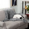 FurHaven Polyester Long Fur & Velvet Dog Blanket, Gray, Medium