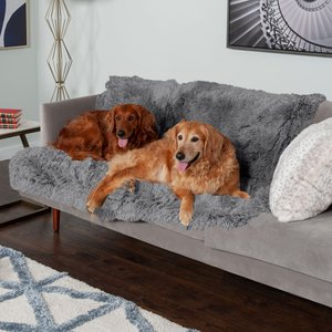 FurHaven Polyester Long Fur & Velvet Dog Blanket, Gray, X-Large