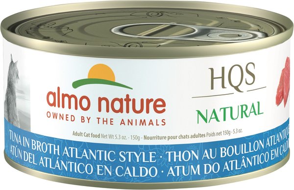 Almo Nature HQS Natural Tuna Atlantic Style in Broth Grain-Free Canned Cat Food, 5.29-oz, case of 24 slide 1 of 7