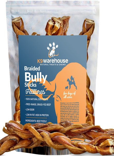 100% Natural Grass-Fed Beef Dog Chews Nature Gnaws Braided Bully Sticks 5-6 inch 