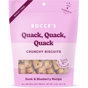 Bocce's Bakery Everyday Quack Quack Quack Biscuits Crunchy Dog Treats, 5-oz bag