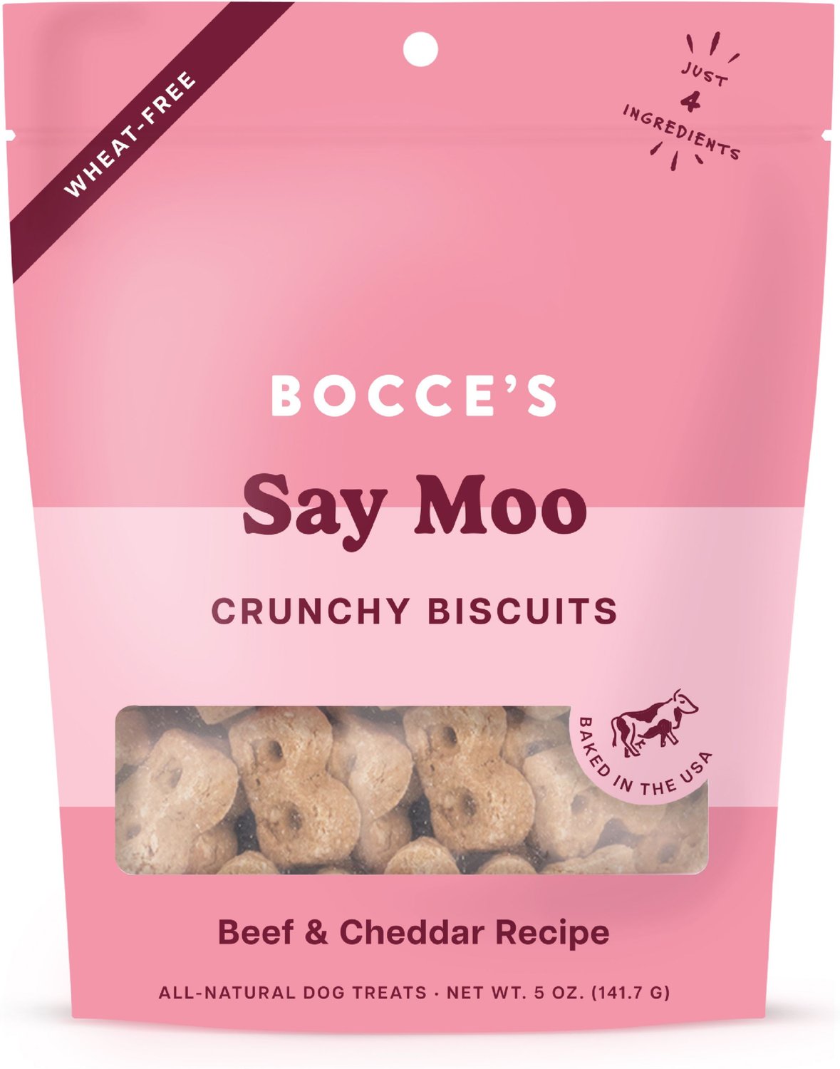 Bocce's Bakery Everyday Say Moooo Biscuits Crunchy Dog Treats, 5-oz bag