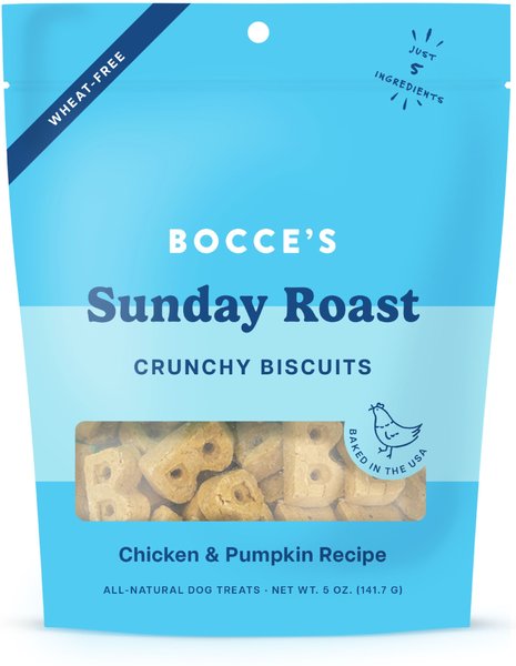 Bocce's Bakery Everyday Sunday Roast Biscuits Crunchy Dog Treats, 5-oz bag slide 1 of 2