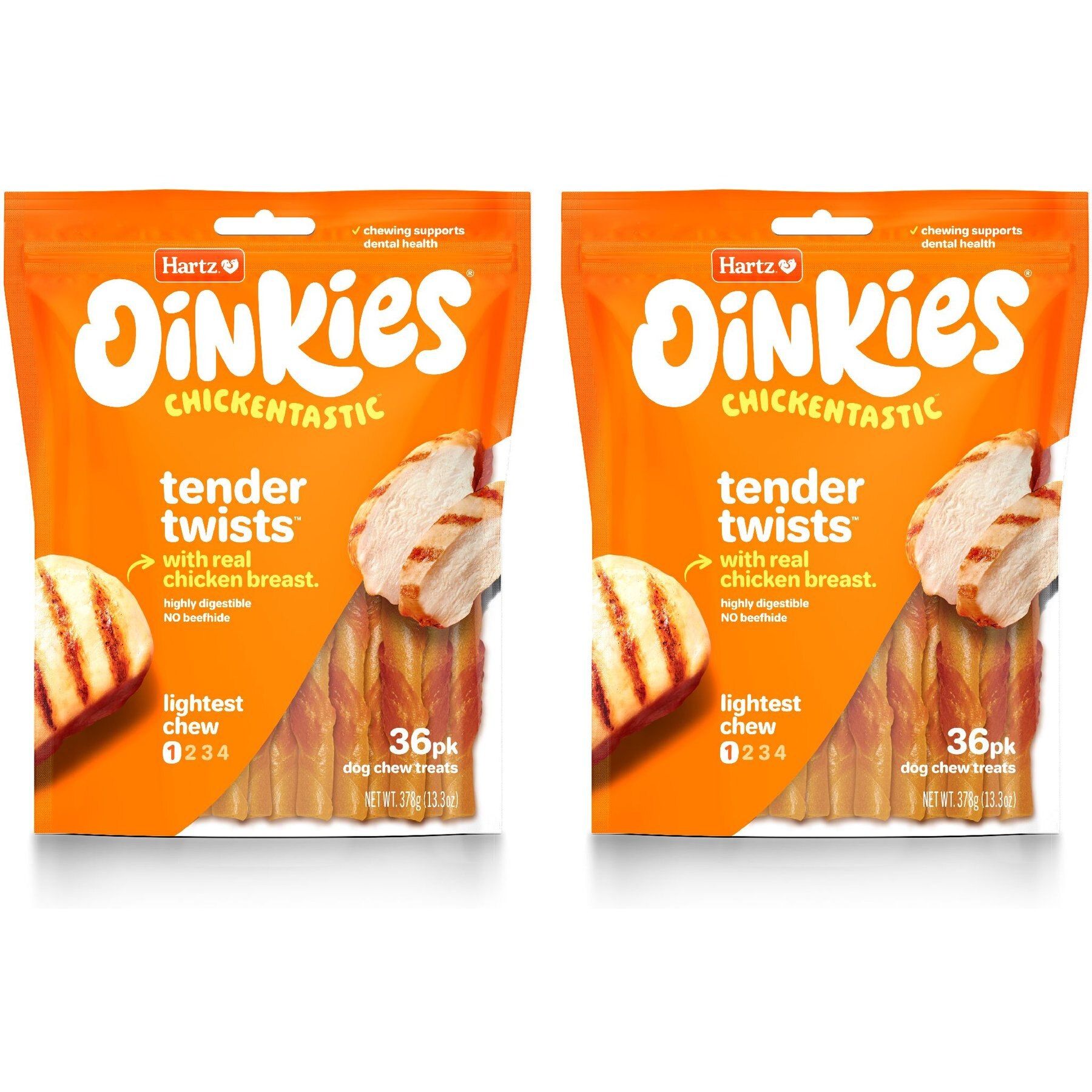 HARTZ Oinkies Chickentastic Tender Twists with Chicken Natural Chew Dog ...