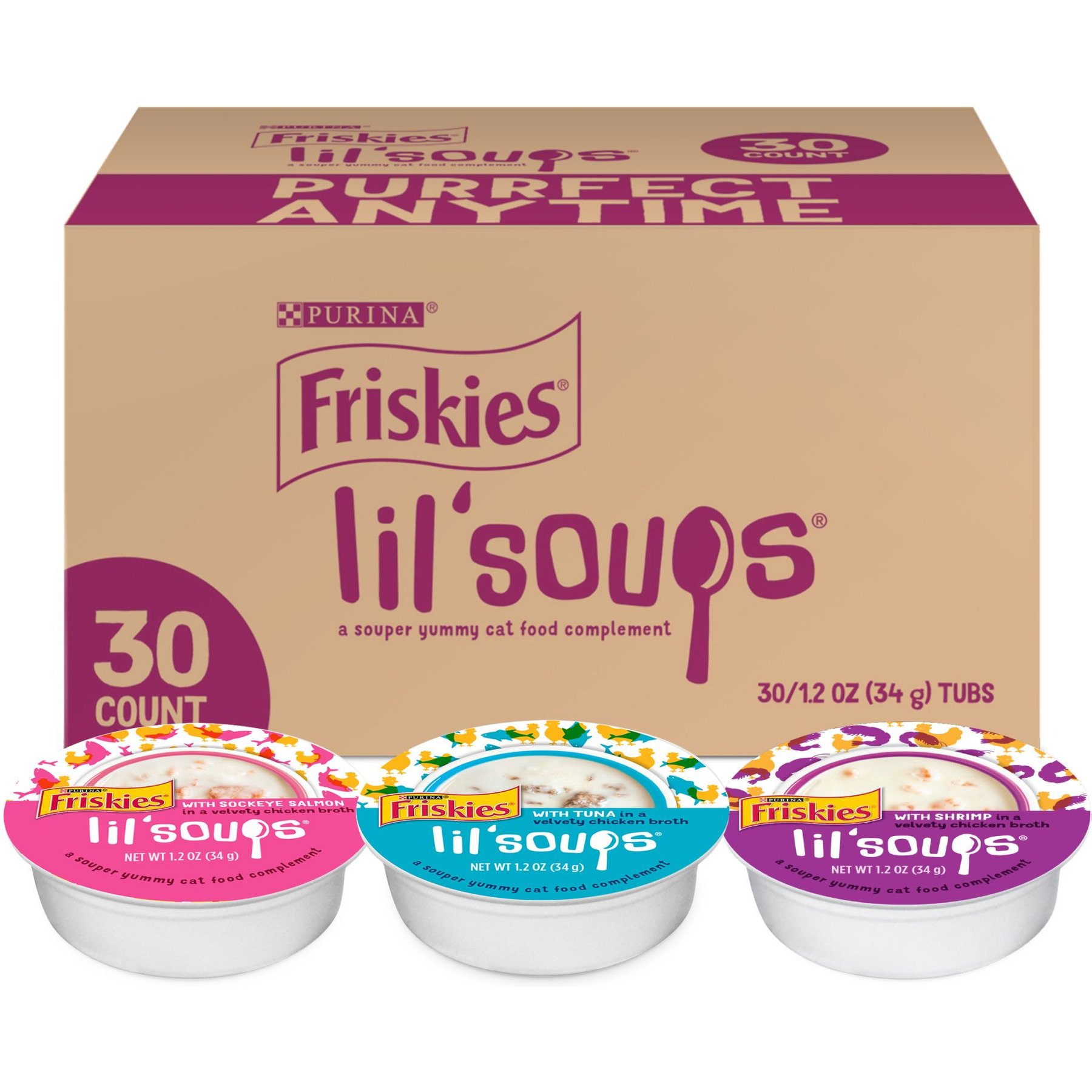 FRISKIES Lil Soups Salmon Tuna Shrimp Variety Pack Grain Free