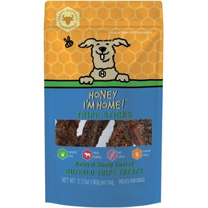 Honey I'm Home Tripe Sticks Honey Coated Buffalo Treats Natural Dog Chews, 5.29-oz bag