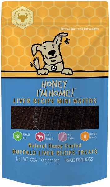 Honey I'm Home Mini Liver Wafers Natural Honey Coated Buffalo Dehydrated Dog Treats, 5.29-oz bag slide 1 of 3