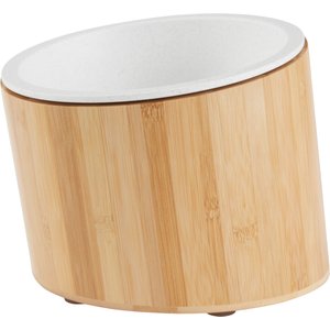 Frisco Slanted Non-Skid Elevated Bamboo Melamine Bowl with Bamboo Stand, 6 cup