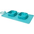 Frisco Travel Silicone Dog & Cat Travel Double Diner Bowl, Teal, Medium: 3 cup