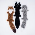 ZippyPaws Skinny Peltz Weasel, Skunk, Wolf Plush Dog Toy, 3 count