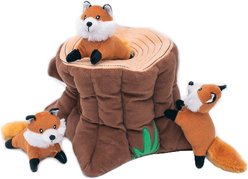 ZippyPaws Zippy Burrow Fox Stump Plush Dog Toy