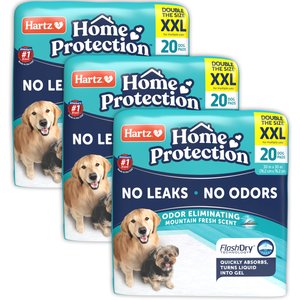 Hartz Home Protection No Odor No Leaks Mountain Fresh Scented XX-Large Dog Pads, 30 x 30-in, 60 count