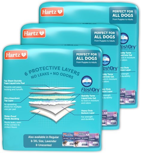 Hartz Home Protection Mountain Fresh Scent Odor Eliminating Dog Pads, XX-Large, 60 count