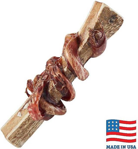 Bones & Chews Made in USA Bully Wrapped Elk Antler Split, 8", bundle of  6 slide 1 of 6