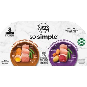 Nutro So Simple Meal Complement Chicken & Duck Recipe in Bone Broth Variety Pack Grain-Free Adult Wet Dog Food Topper, 2-oz tray, case of 16