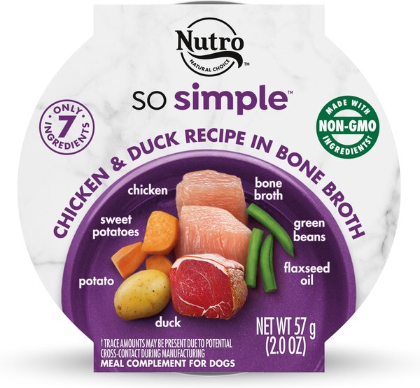 Nutro So Simple Meal Complement Chicken & Duck Recipe in Bone Broth Grain-Free Adult Wet Dog Food Topper, 2-oz tray, case of 10 slide 1 of 9